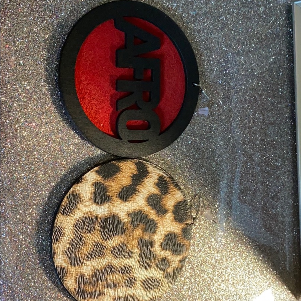 Handmade wooden earrings/animal print backing!